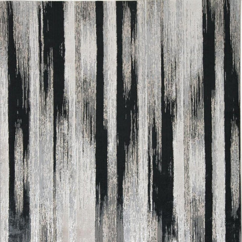 4' X 6' Black Silver and Gray Abstract Power Loom Area Rug